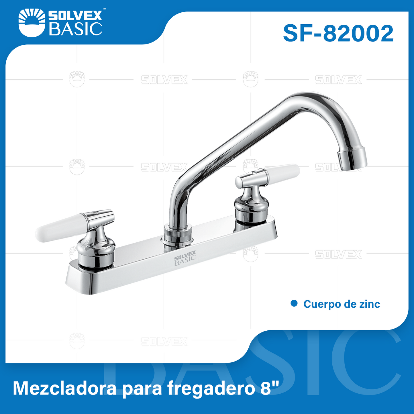 SF-82002-(Caja master 1 CTN=12 SKU)-(MOQ 1 SKU)-Mezcladora para fregadero 8"
Cuerpo de zinc