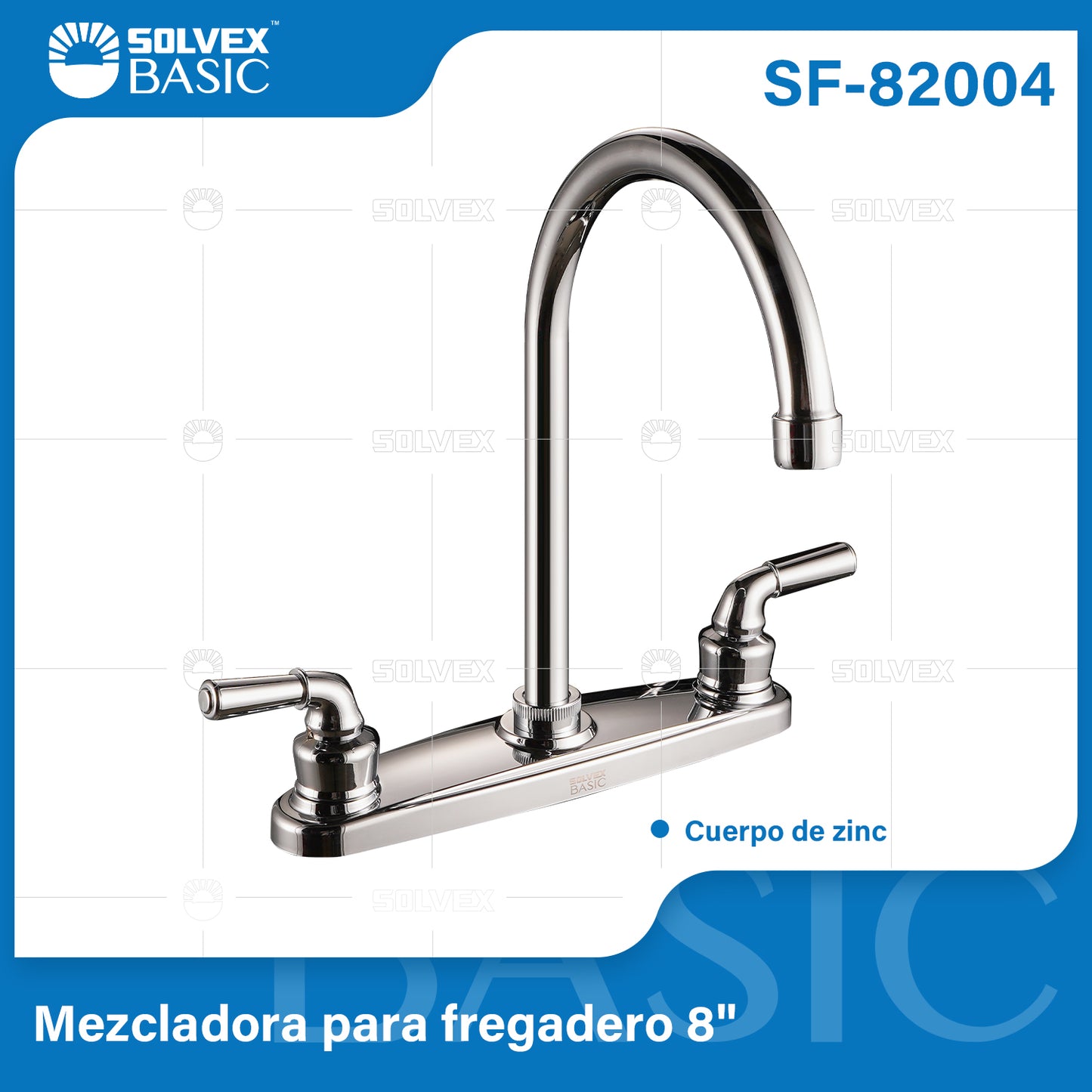 SF-82004-(Caja master 1 CTN=12 SKU)-(MOQ 1 SKU)-Mezcladora para fregadero 8"
Cuerpo de zinc