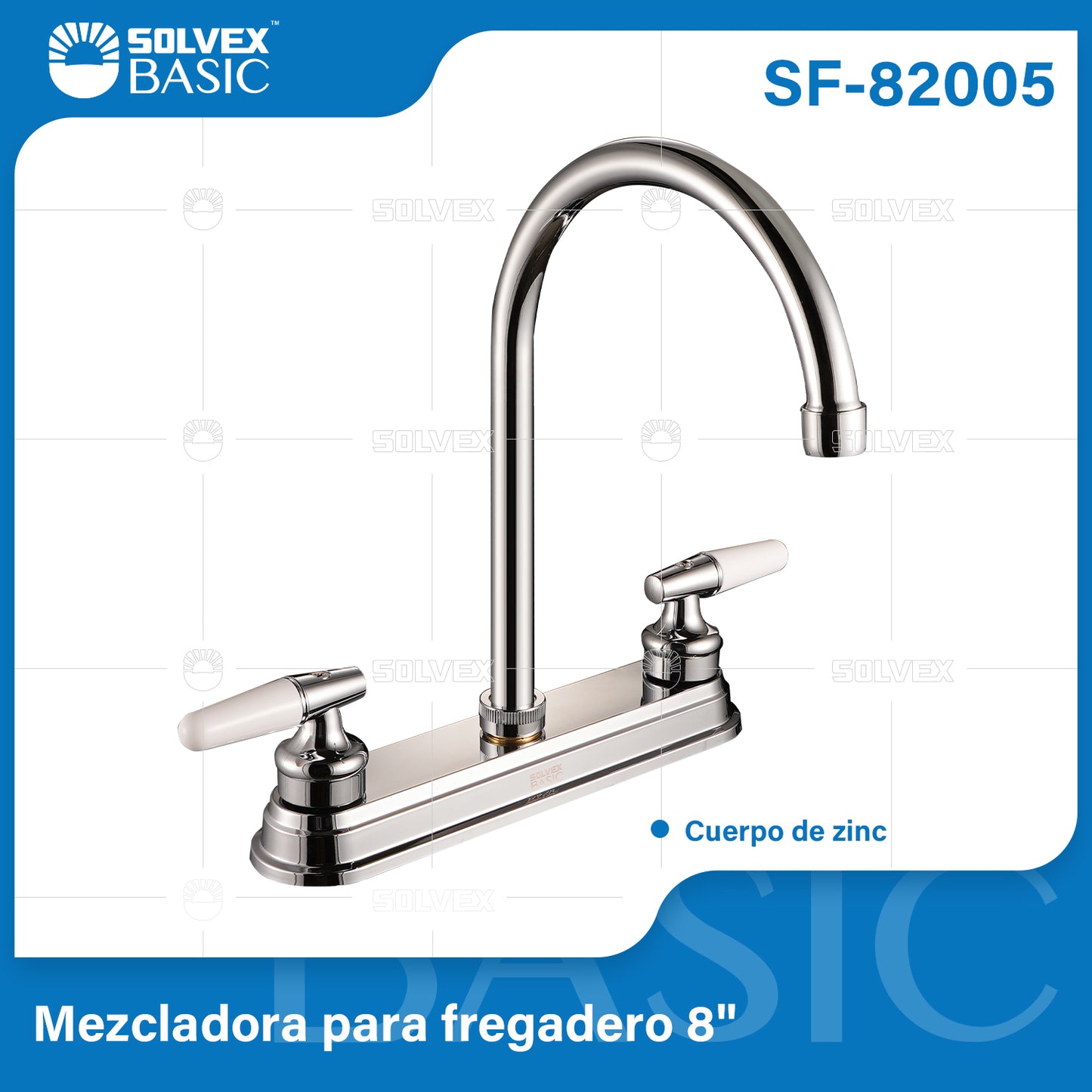 SF-82005-(Caja master 1 CTN=12 SKU)-(MOQ 1 SKU)-Mezcladora para fregadero 8"
Cuerpo de zinc