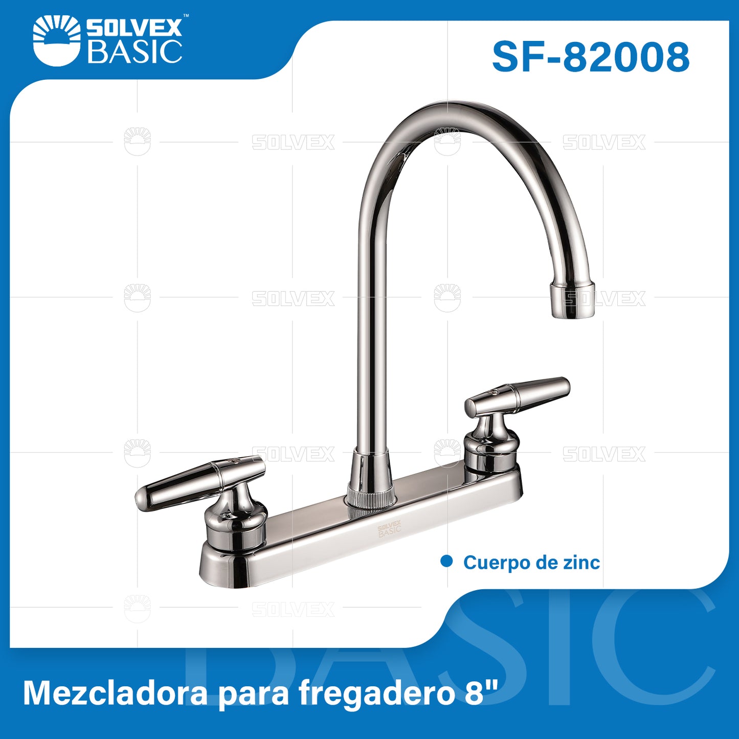 SF-82008-(Caja master 1 CTN=12 SKU)-(MOQ 1 SKU)-Mezcladora para fregadero 8"
Cuerpo de zinc