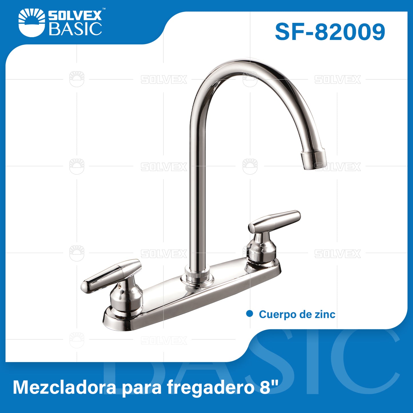 SF-82009-(Caja master 1 CTN=12 SKU)-(MOQ 1 SKU)-Mezcladora para fregadero 8"
Cuerpo de zinc