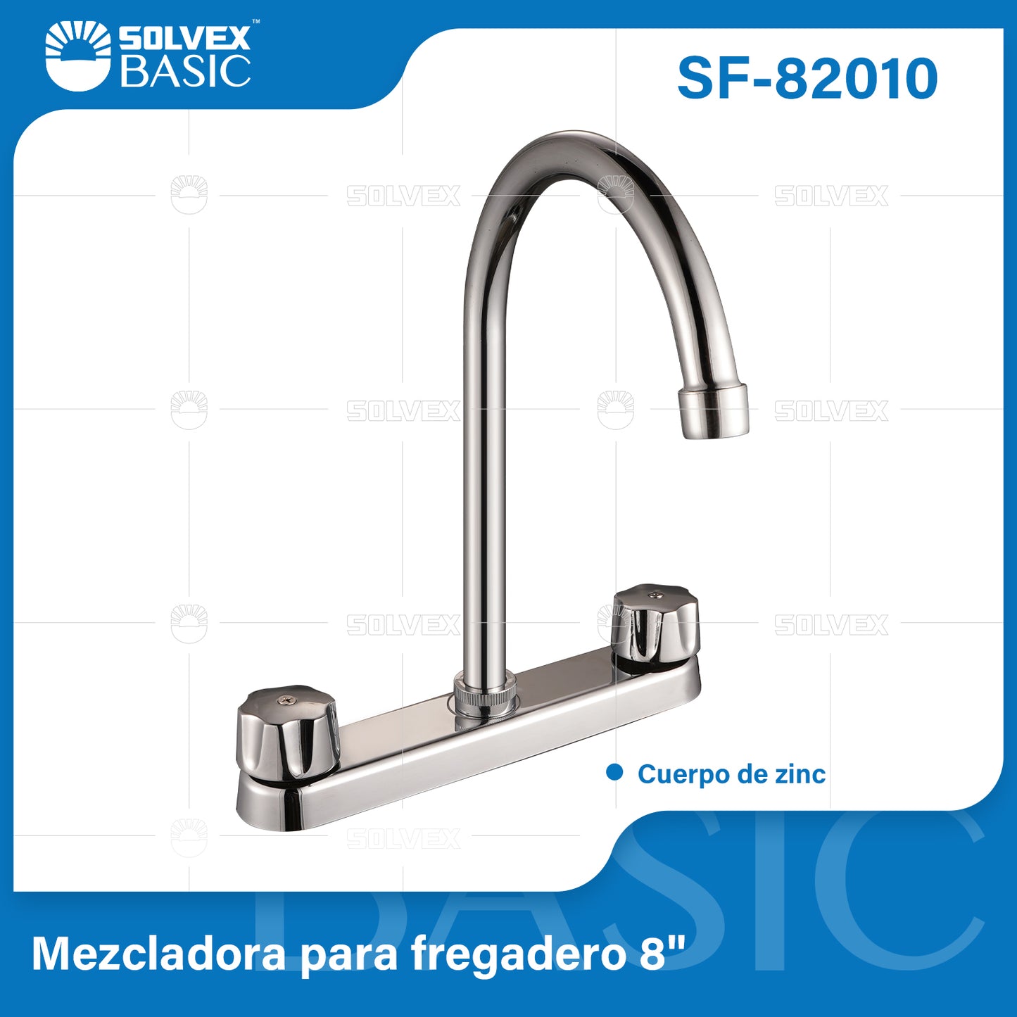 SF-82010-(Caja master 1 CTN=12 SKU)-(MOQ 1 SKU)-Mezcladora para fregadero 8"
Cuerpo de zinc