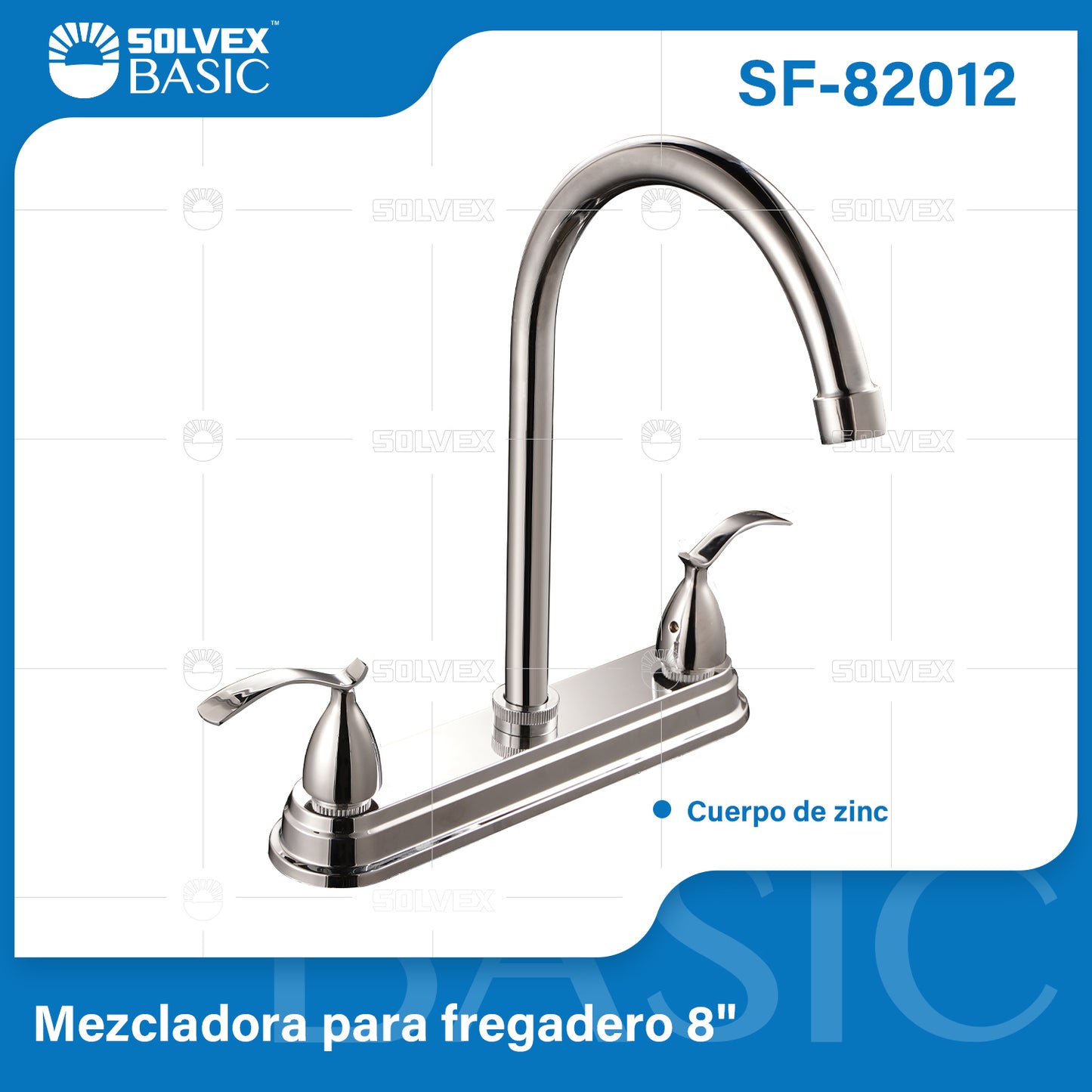 SF-82012-(Caja master 1 CTN=12 SKU)-(MOQ 1 SKU)-Mezcladora para fregadero 8"
Cuerpo de zinc