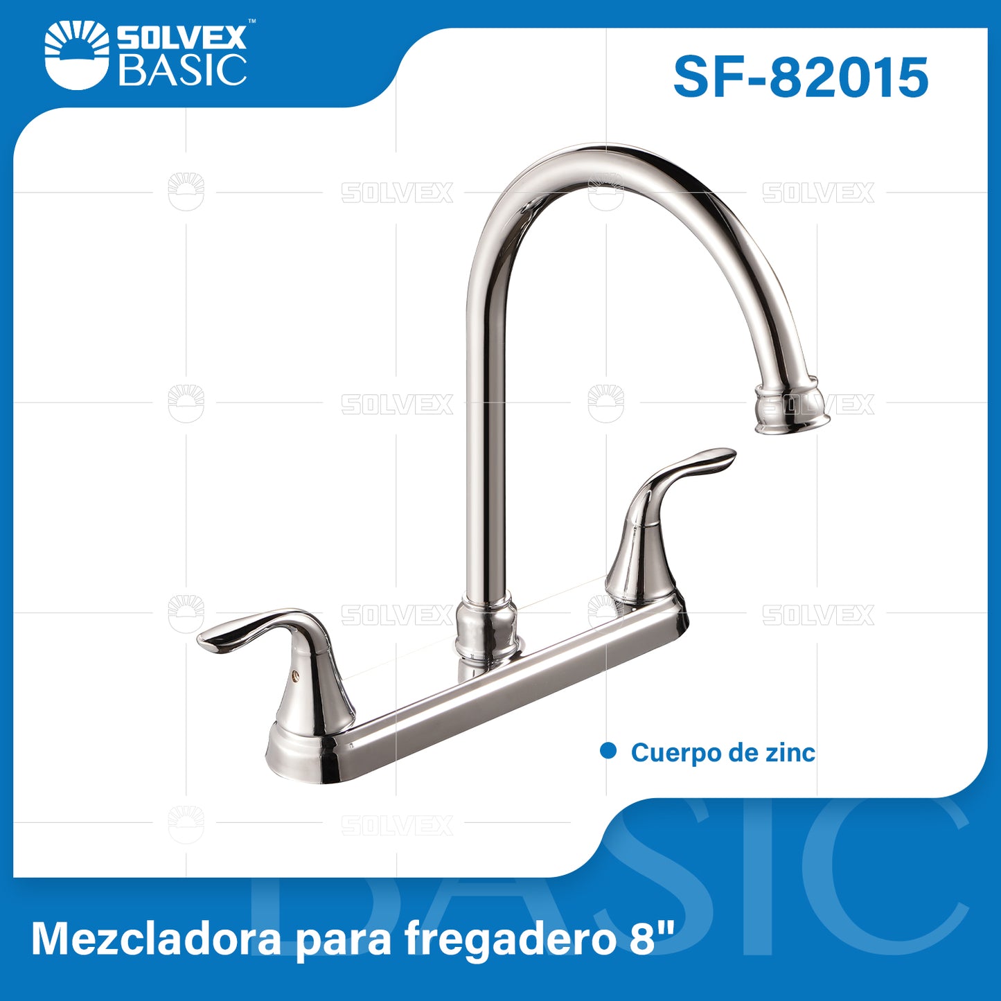 SF-82015-(Caja master 1 CTN=12 SKU)-(MOQ 1 SKU)-Mezcladora para fregadero 8"
Cuerpo de zinc