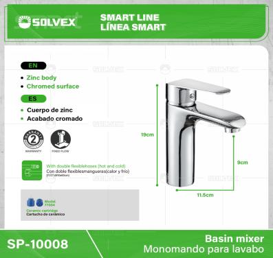SP-10008-(Caja master 1 CTN=10 SKU)-(MOQ 1 SKU)-Monomando para lavabo
Cuerpo de zinc