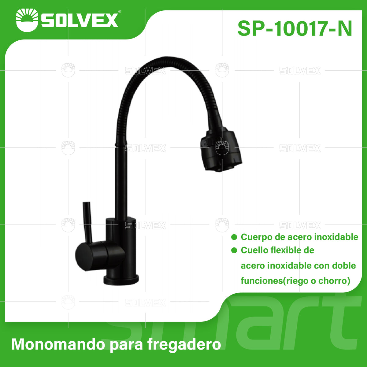 SP-10017-N-(Caja master 1 CTN=10 SKU)-(MOQ 1 SKU)-Monomando para fregadero
Cuerpo y maneral de acero inoxidable