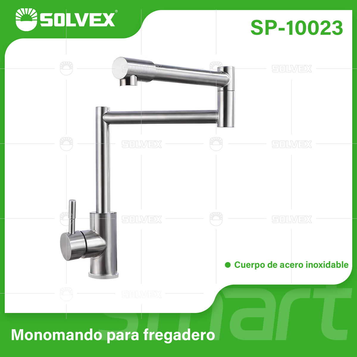 SP-10023-(Caja master 1 CTN=6 SKU)-(MOQ 1 SKU)-Monomando para fregadero
Cuerpo,cuello y maneral de acero inoxidable