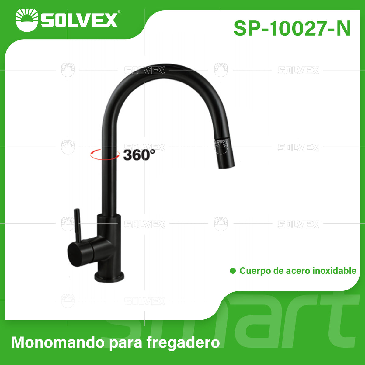 SP-10027-N-(Caja master 1 CTN=6 SKU)-(MOQ 1 SKU)-Monomando para fregadero
Cuerpo y maneral de acero inoxidable