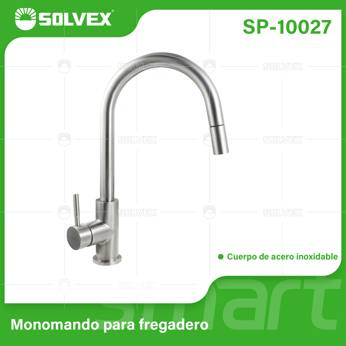 SP-10027-(Caja master 1 CTN=6 SKU)-(MOQ 1 SKU)-Monomando para fregadero
Cuerpo y maneral de acero inoxidable