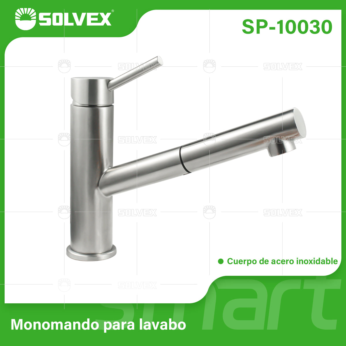 SP-10030-(Caja master 1 CTN=6 SKU)-(MOQ 1 SKU)-Monomando para lavabo
Cuerpo y maneral de acero inoxidable