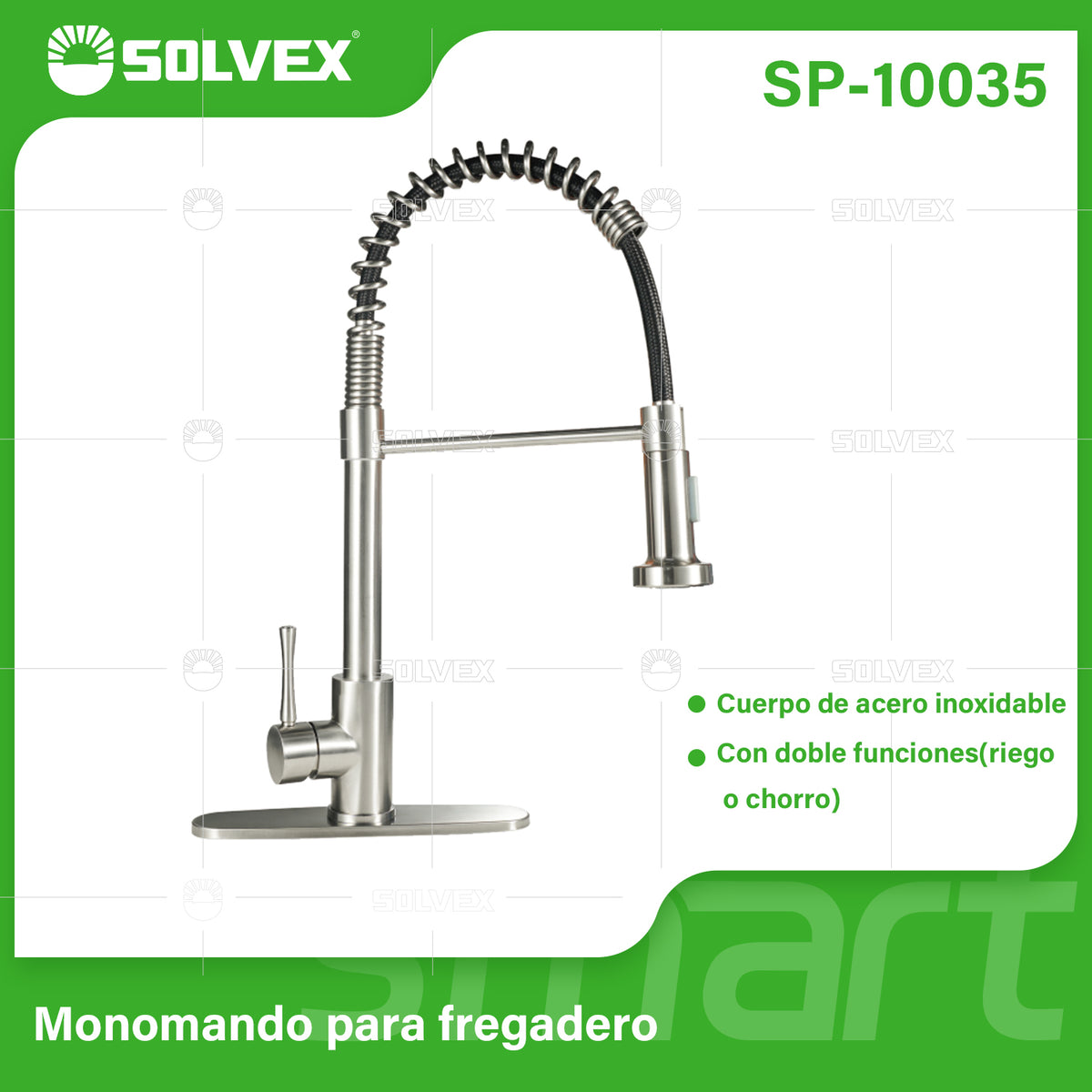 SP-10035-(Caja master 1 CTN=6 SKU)-(MOQ 1 SKU)-Monomando para fregadero
Cuerpo,cuello y maneral de acero inoxidable