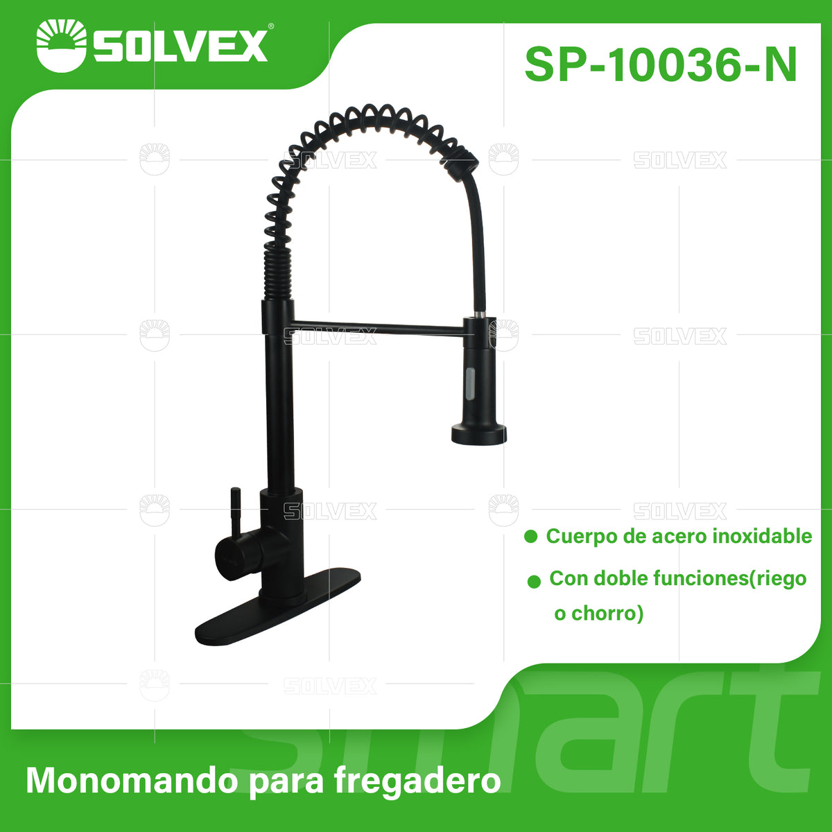 SP-10036-N-(Caja master 1 CTN=6 SKU)-(MOQ 1 SKU)-Monomando para fregadero
Cuerpo y maneral de acero inoxidable