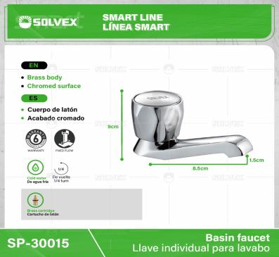 SP-30016-(Caja master 1 CTN=40 SKU)-(MOQ 2 SKU)-Llave individual para lavabo
Cuerpo de latón