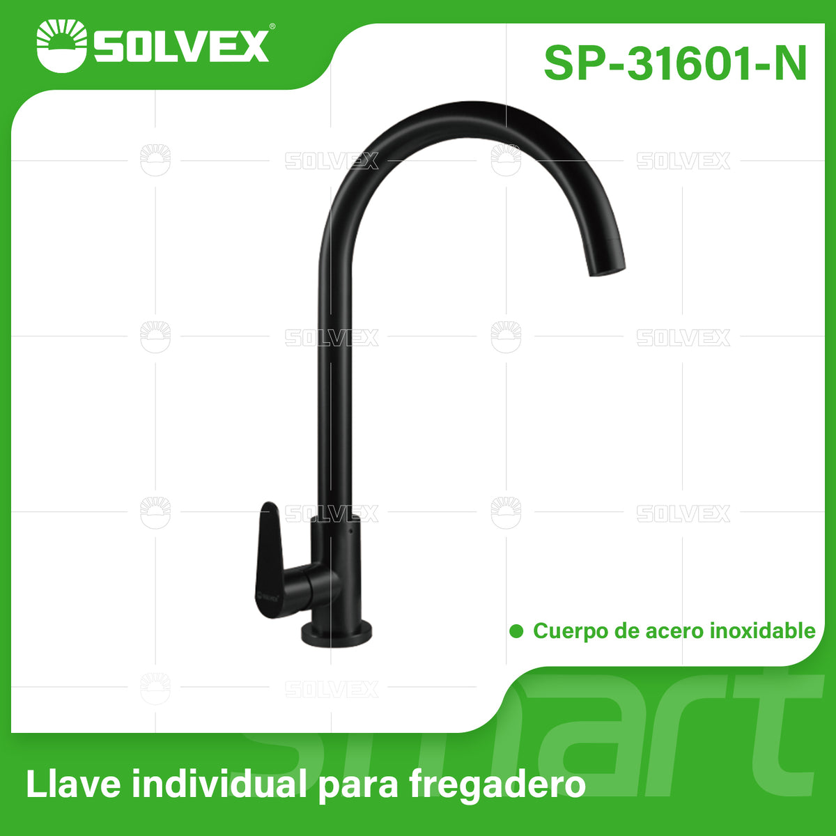 SP-31601-N-(Caja master 1 CTN=10 SKU)-(MOQ 1 SKU)-Llave individual para fregadero
Cuerpo,cuello y maneral de acero inoxidable