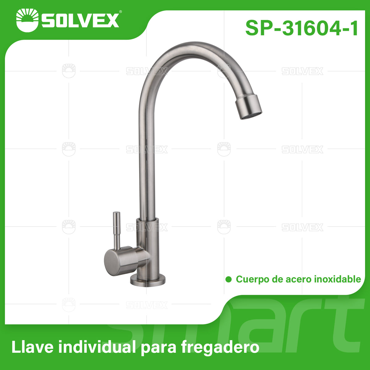 SP-31604-1-(Caja master 1 CTN=20 SKU)-(MOQ 1 SKU)-Llave individual para fregadero
Cuerpo,cuello y maneral de acero inoxidable