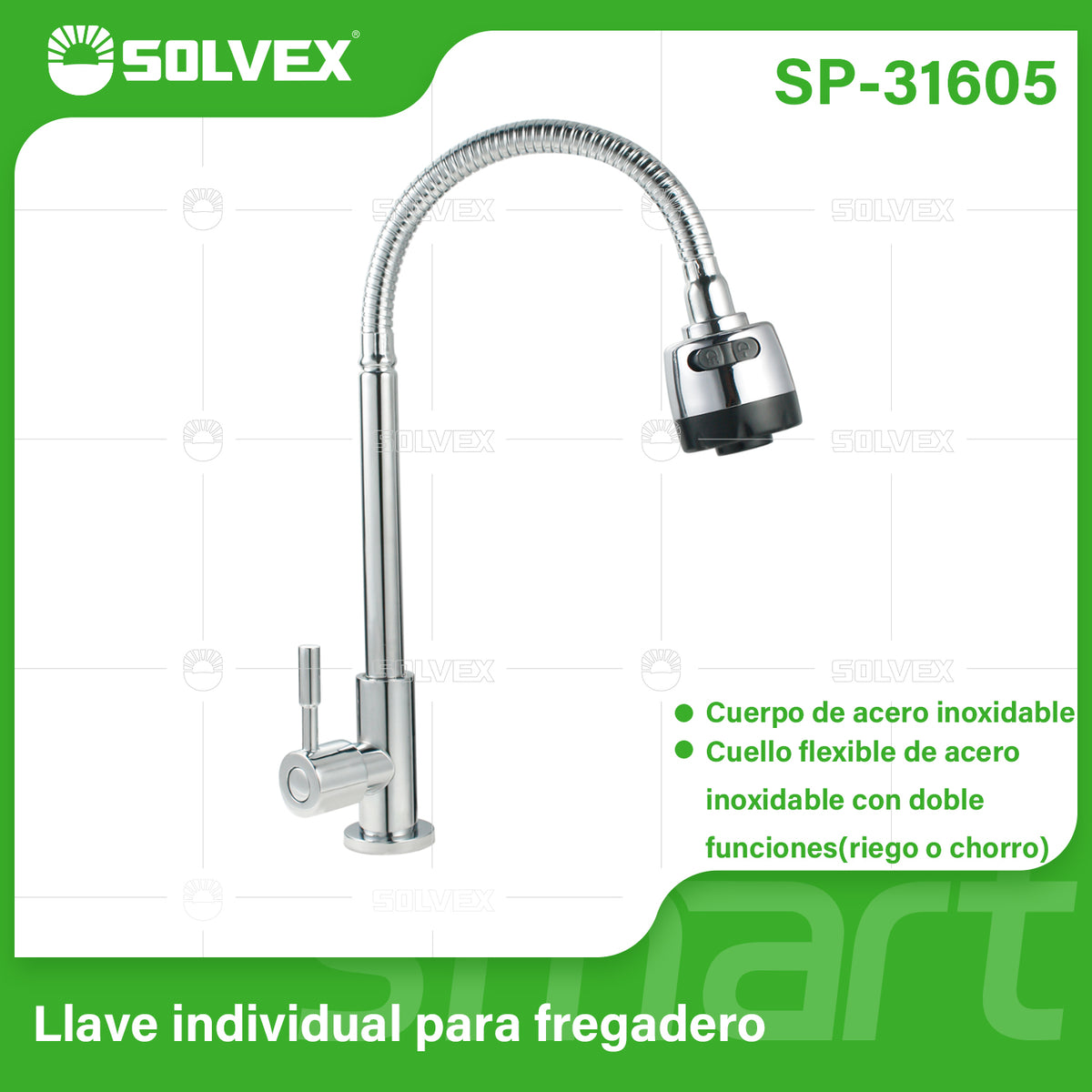 SP-31605-(Caja master 1 CTN=20 SKU)-(MOQ 1 SKU)-Llave individual para fregadero
Cuerpo de acero inoxidable