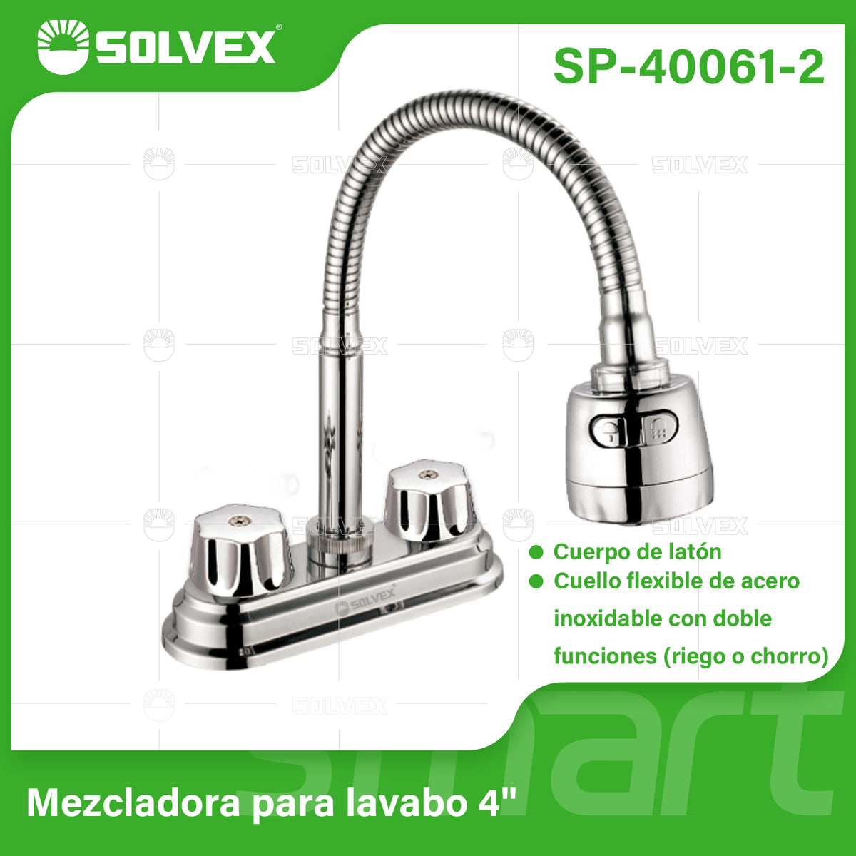SP-40061-2-(Caja master 1 CTN=24 SKU)-(MOQ 1 SKU)-Mezcladora para lavabo 4"
Cuerpo de acero inoxidable 304