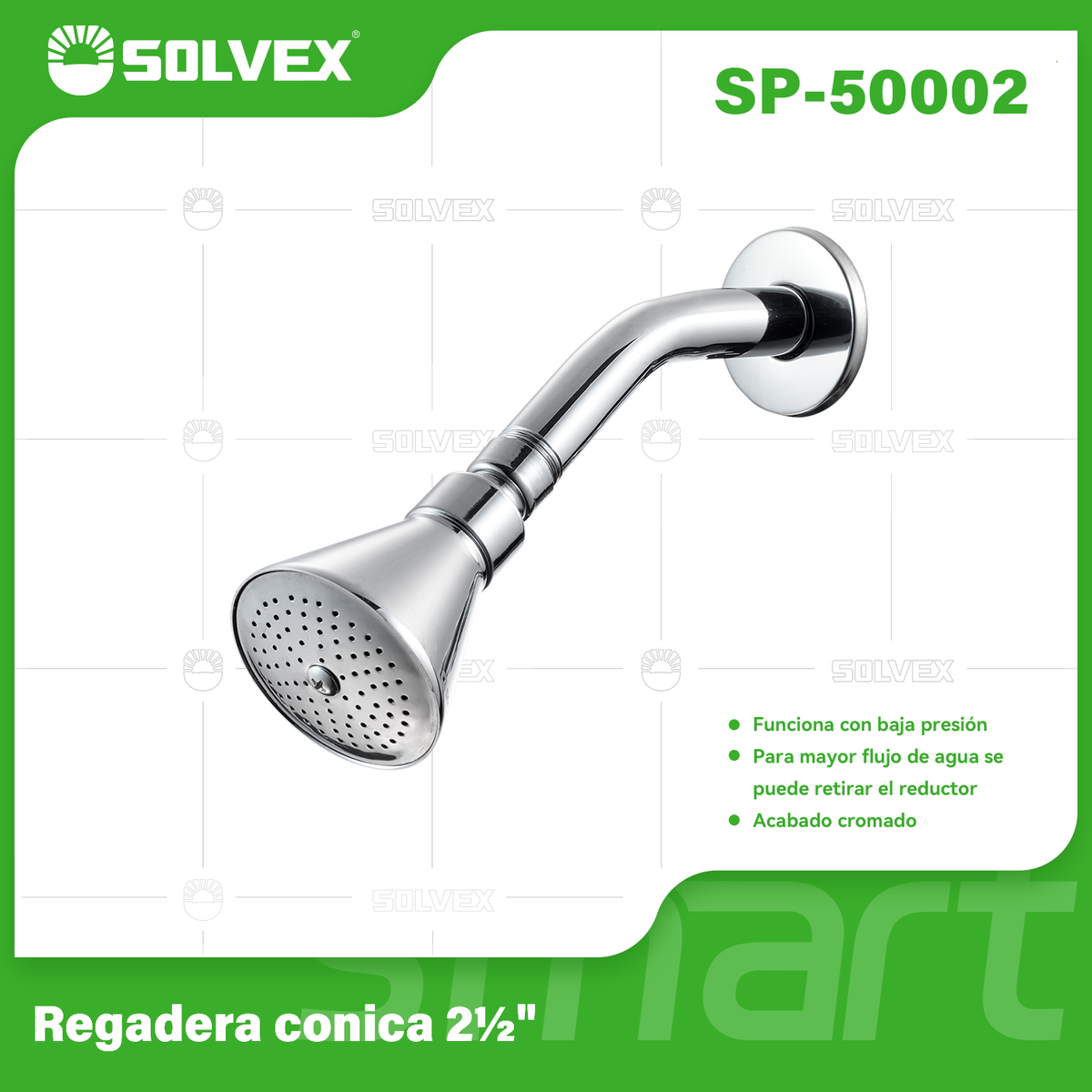 SP-50002-(Caja master 1 CTN=50 SKU)-(MOQ 10 SKU)-Juego de regadera de zinc
Regadera cónica 2-1/2"