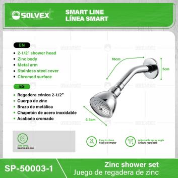 SP-50003-1-(Caja master 1 CTN=50 SKU)-(MOQ 10 SKU)-Juego de regadera de zinc
Regadera redonda 2-1/2"