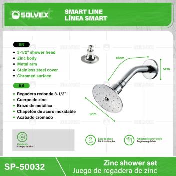 SP-50032-(Caja master 1 CTN=50 SKU)-(MOQ 10 SKU)-Juego de regadera de zinc
Regadera redonda 3-1/2"