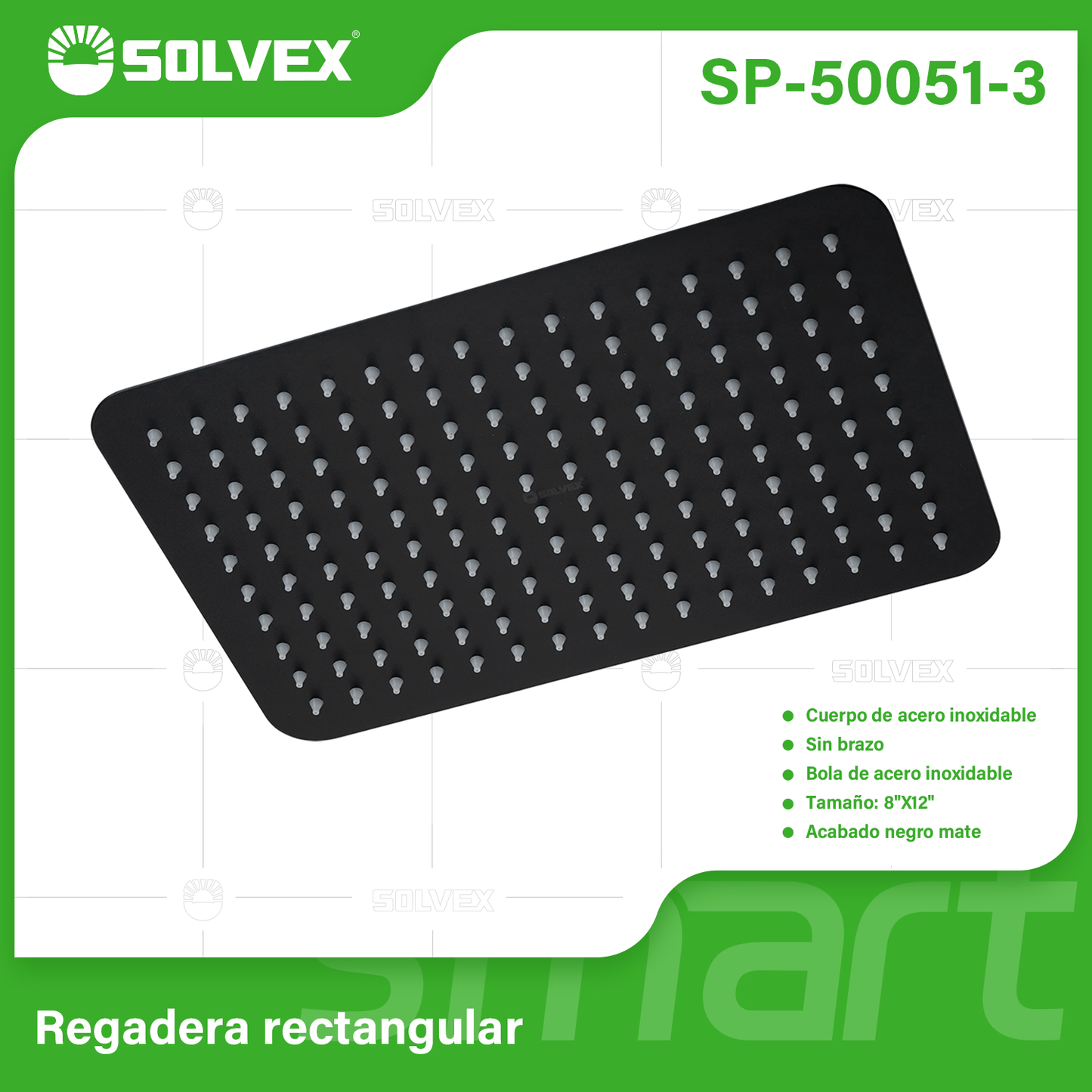 SP-50051-3 (Caja master 10)(MOQ 1 pz=1 caja) Regadera rectangular