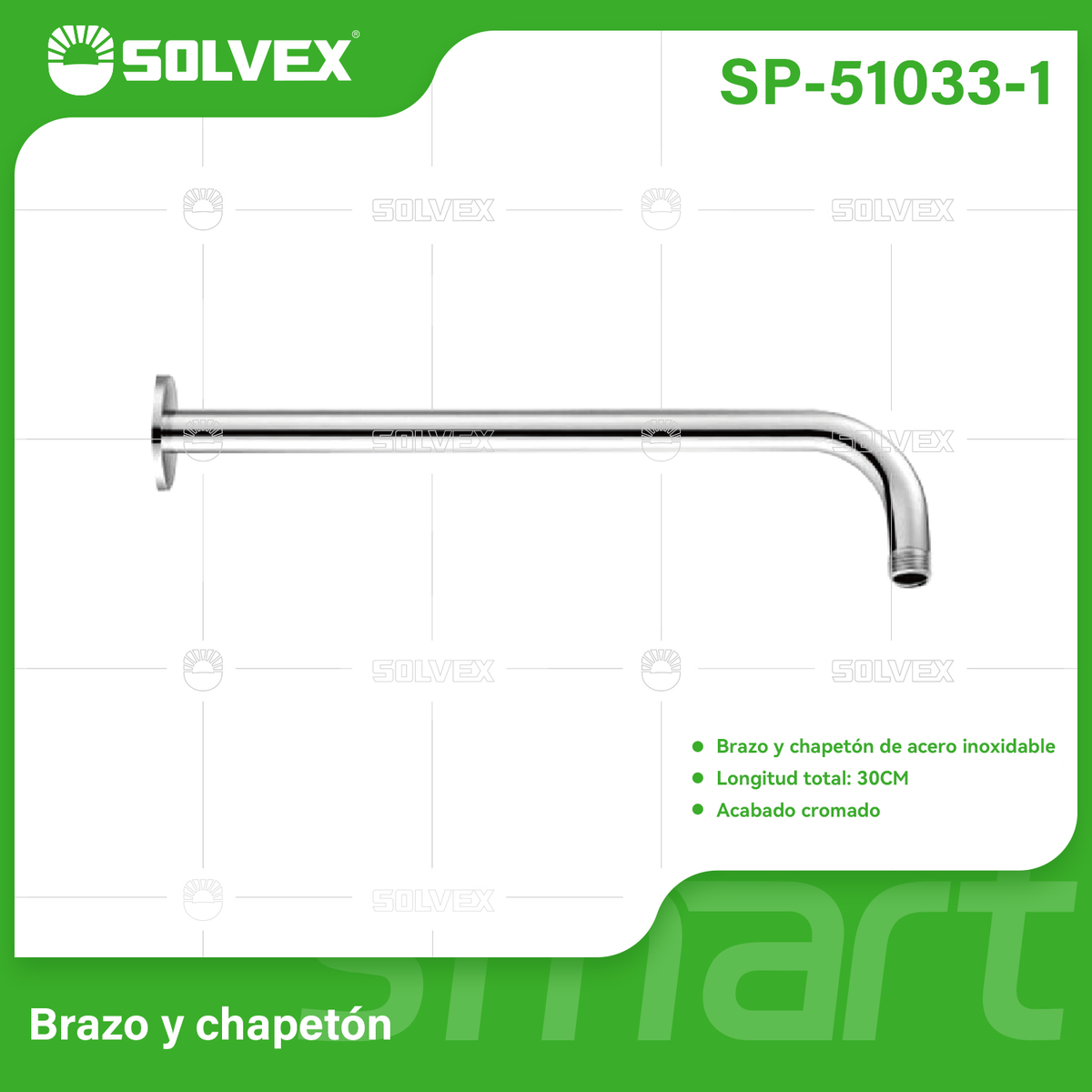 SP-51033-1-(Caja master 1 CTN=100 SKU)-(MOQ 1 SKU)-Brazo de ducha de acero inoxidable
Brazo y chapetón de acero inoxidable