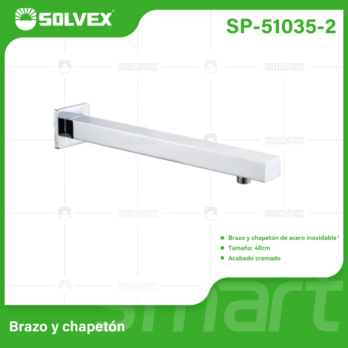 SP-51035-2-(Caja master 1 CTN=50 SKU)-(MOQ 1 SKU)-Brazo de ducha de acero inoxidable
Brazo y chapetón de acero inoxidable