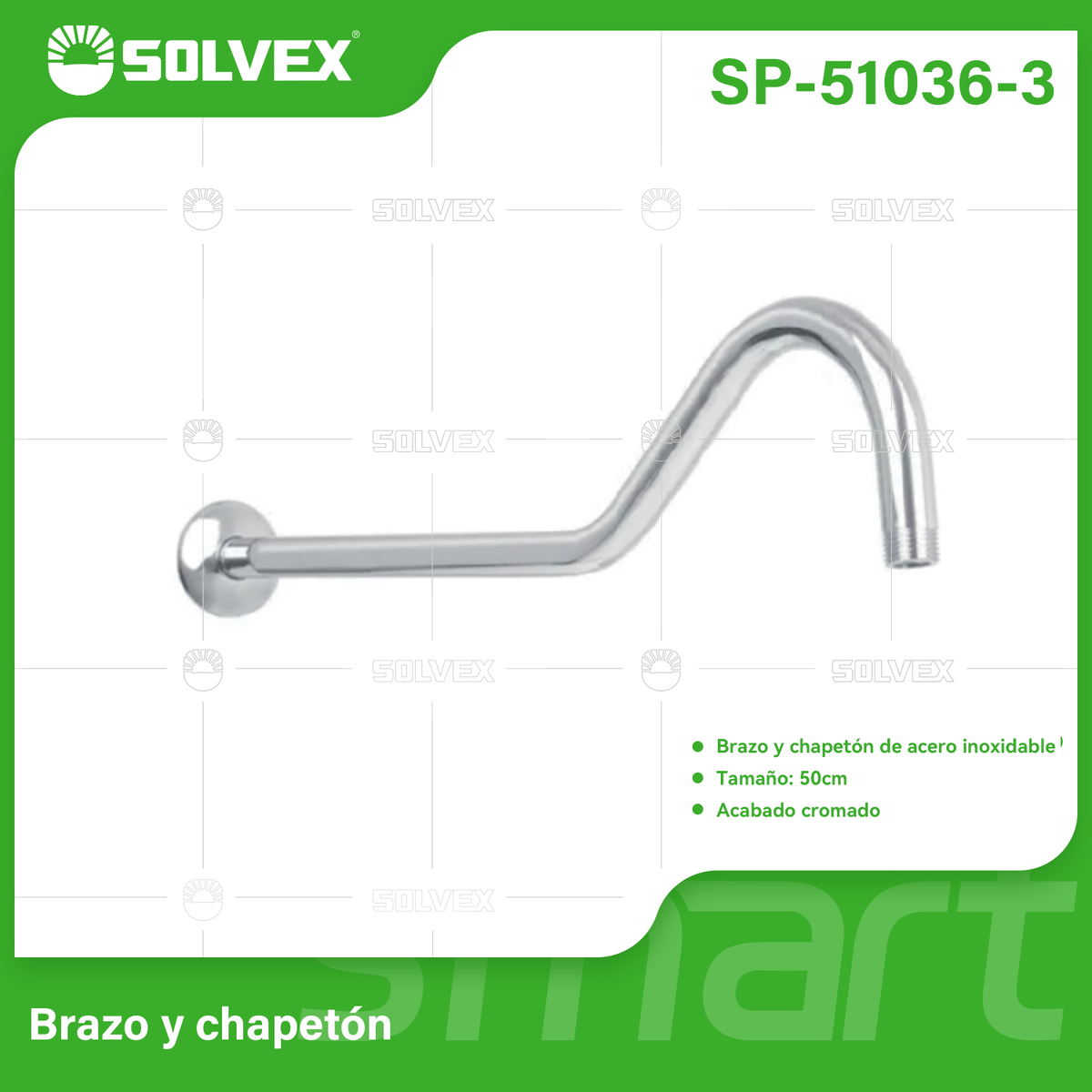 SP-51036-3-(Caja master 1 CTN=50 SKU)-(MOQ 1 SKU)-Brazo de ducha de acero inoxidable
Brazo y chapetón de acero inoxidable