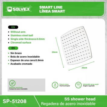 SP-51208-(Caja master 1 CTN=20 SKU)-(MOQ 10 SKU)-Regadera de acero inoxidable
Cuerpo de acero inoxidable