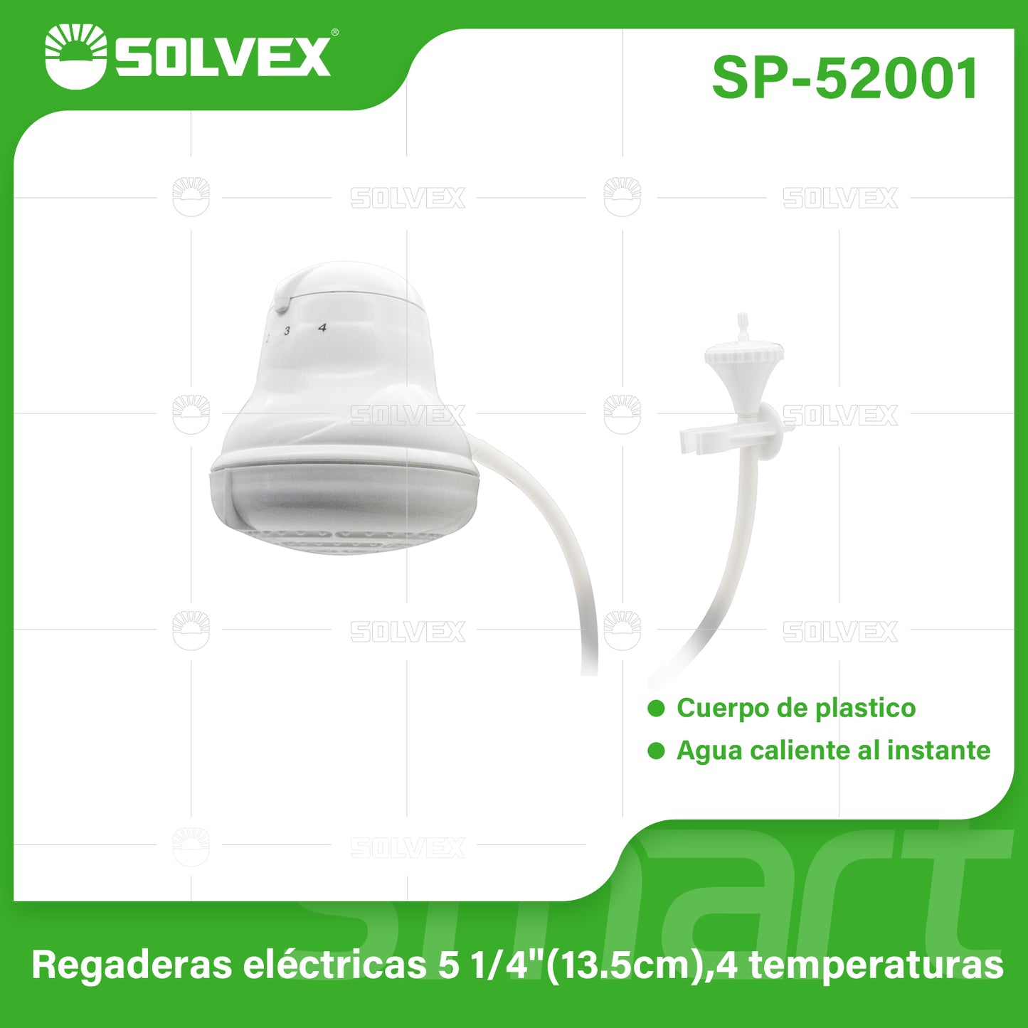 SP-52001 (Caja master 28)(MOQ 1 pz=1 bolsa) Regaderas eléctricas 5 1/4"(13.5cm),4 temperaturas