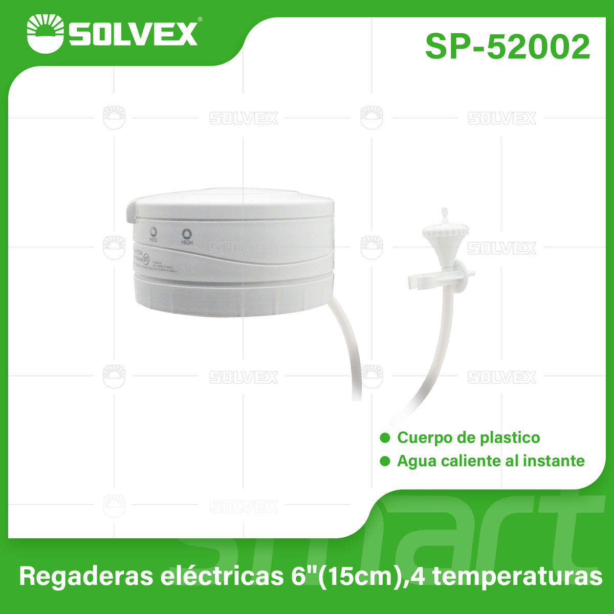 SP-52002-(Caja master 1 CTN=28 SKU)-(MOQ 1 SKU)-Regaderas eléctricas 6"(15cm),4
temperaturas