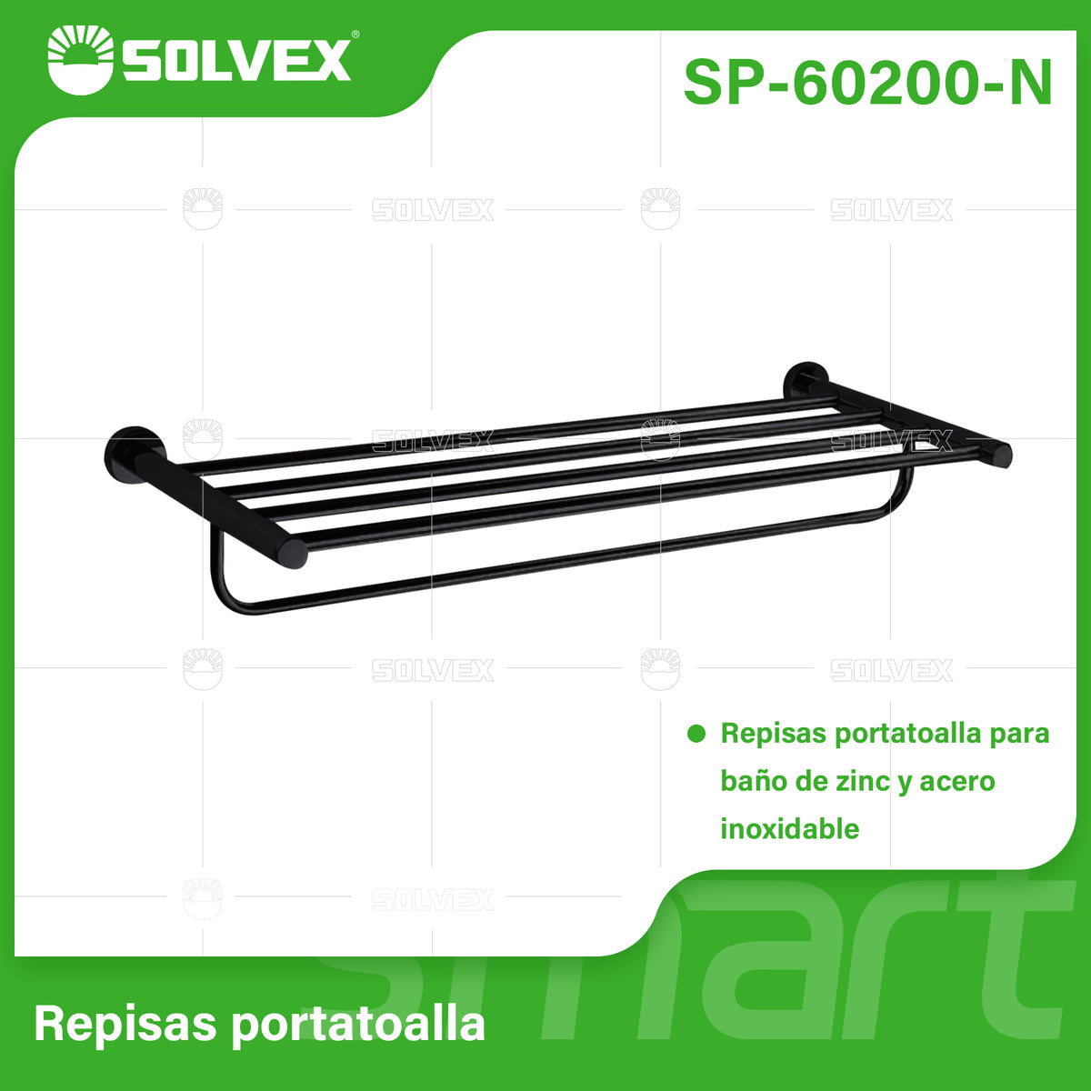 SP-60200-N-(Caja master 1 CTN=10 SKU)-(MOQ 1 SKU)-Repisa portatoalla
Repisas portatoalla para baño de zinc y acero inoxidable
