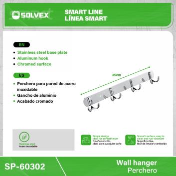 SP-60302-(Caja master 1 CTN=50 SKU)-(MOQ 2 SKU)-PERCHERO PARA PARED CON 4 GANCHOS TIPO
Perchero para pared de acero inoxidable