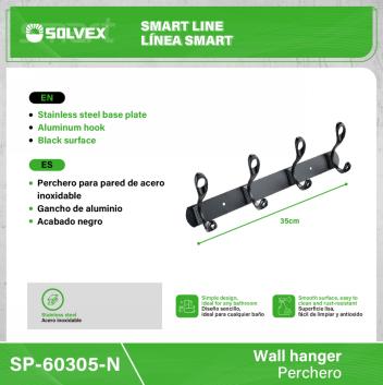 SP-60305-N-(Caja master 1 CTN=50 SKU)-(MOQ 2 SKU)-PERCHERO PARA PARED CON 4 GANCHOS TIPO
Perchero para pared de acero inoxidable