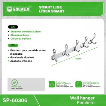SP-60306-(Caja master 1 CTN=50 SKU)-(MOQ 2 SKU)-PERCHERO PARA PARED CON 5 GANCHOS TIPO
Perchero para pared de acero inoxidable