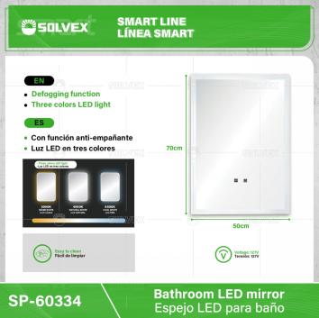 SP-60334-(Caja master 1 CTN=1 SKU)-(MOQ 1 SKU)-Espejo LED para baño
Con función anti-empañante