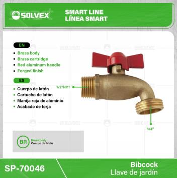 SP-70043-(Caja master 1 CTN=120 SKU)-(MOQ 12 SKU)-Válvula para tanque alto 1/2"
Cuerpo de latón