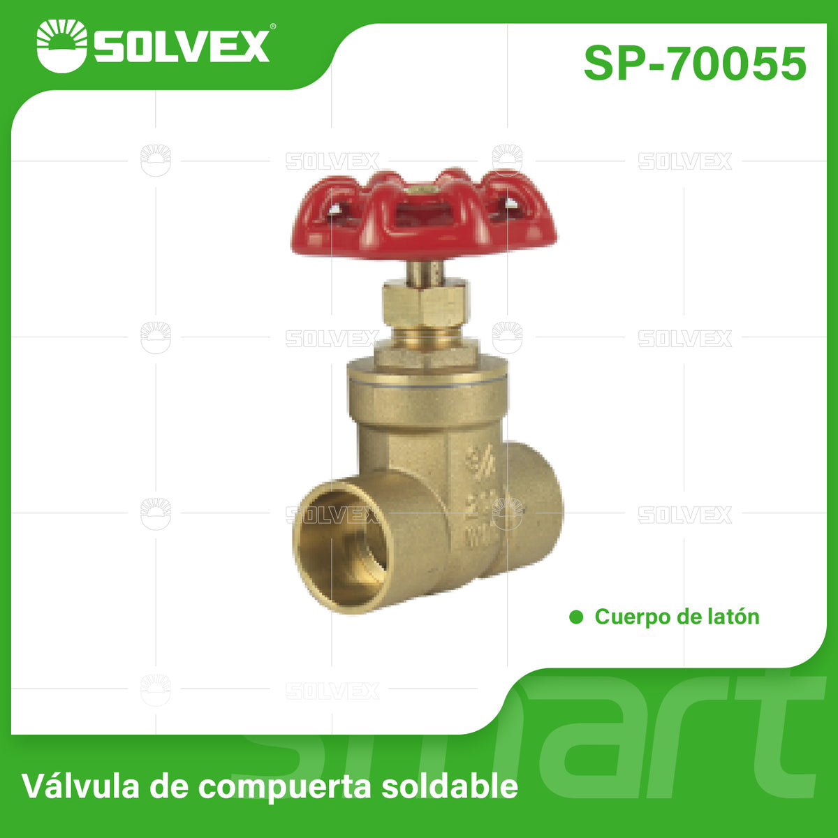 SP-70055-(Caja master 1 CTN=120 SKU)-(MOQ 12 SKU)-Válvula de compuerta soldable 1/2"
Cuerpo de latón