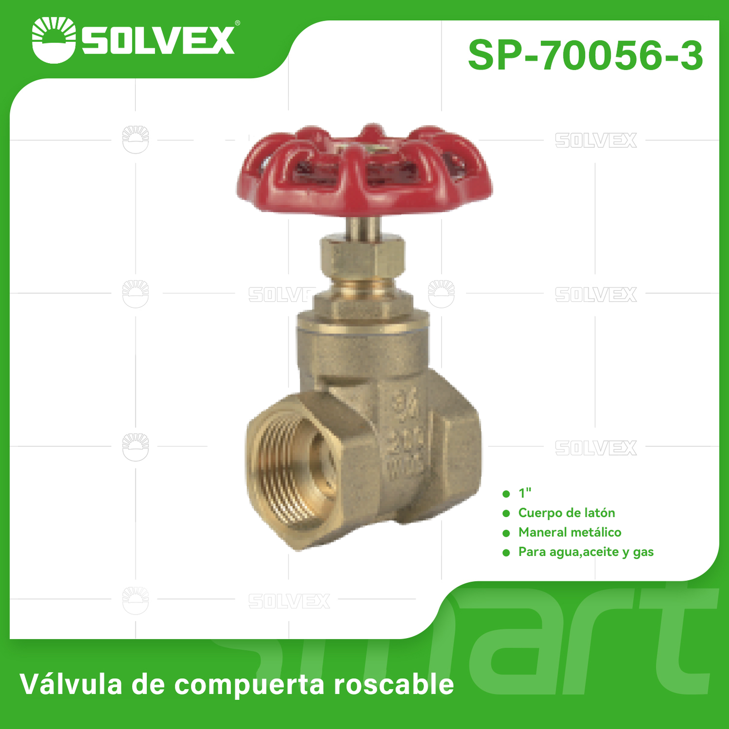 SP-70056-3 (Caja master 60)(MOQ 1pz=1tarjeta) Válvula de compuerta roscable