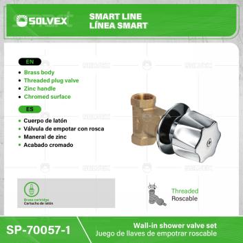 SP-70057-1-(Caja master 1 CTN=32 SKU)-(MOQ 2 SKU)-Juego de llaves de empotrar roscable
Cuerpo de latón