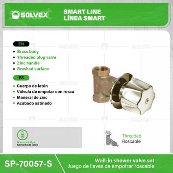 SP-70057-S-(Caja master 1 CTN=32 SKU)-(MOQ 2 SKU)-Juego de llaves de empotrar roscable
Cuerpo de latón