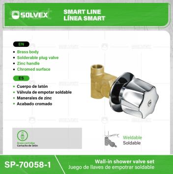 SP-70058-1-(Caja master 1 CTN=32 SKU)-(MOQ 2 SKU)-Juego de llaves de empotrar soldable
Cuerpo de latón