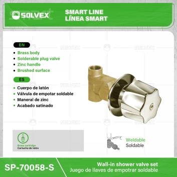 SP-70058-S-(Caja master 1 CTN=32 SKU)-(MOQ 2 SKU)-Juego de llaves de empotrar soldable
Cuerpo de latón