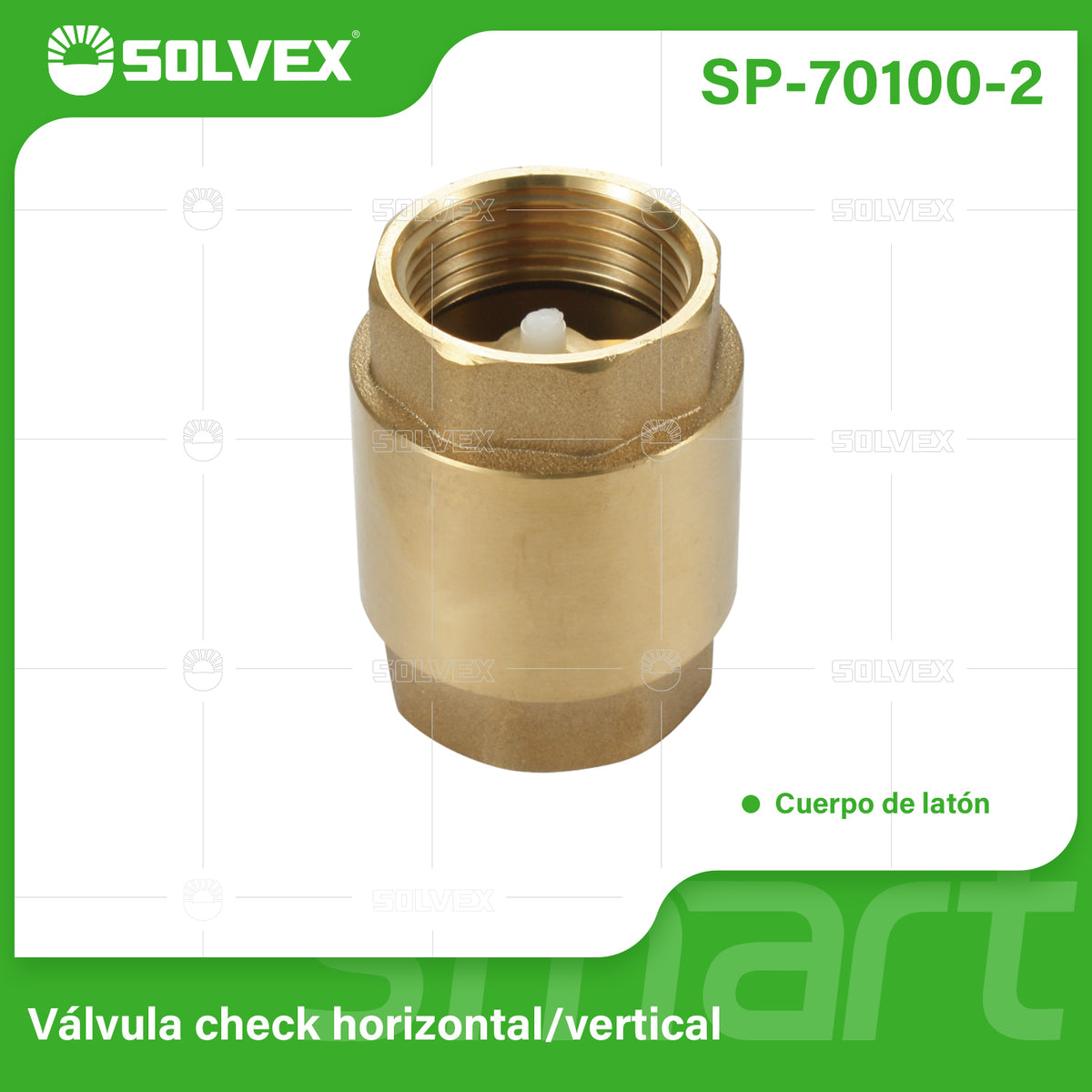 SP-70100-2-(Caja master 1 CTN=112 SKU)-(MOQ 14 SKU)-Válvula check horizontal/vertical 3/4"
Cuerpo de latón