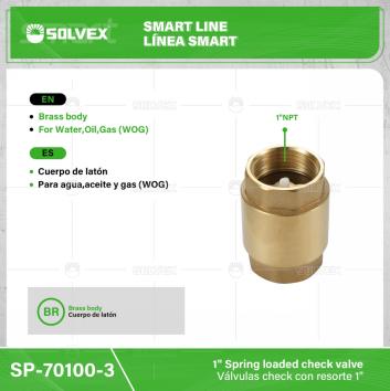 SP-70100-3-(Caja master 1 CTN=60 SKU)-(MOQ 6 SKU)-Válvulas check con resorte 1"
Cuerpo de latón