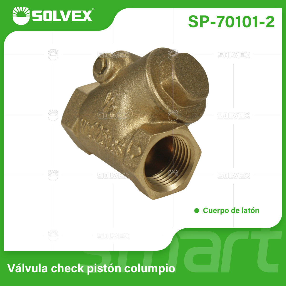 SP-70101-2-(Caja master 1 CTN=80 SKU)-(MOQ 8 SKU)-Válvula check pistón columpio 3/4"
Cuerpo de latón