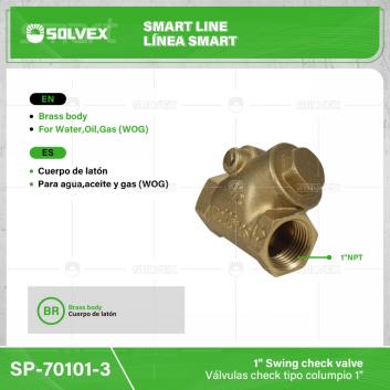 SP-70101-3-(Caja master 1 CTN=40 SKU)-(MOQ 4 SKU)-Válvulas check tipo columpio 1"
Cuerpo de latón