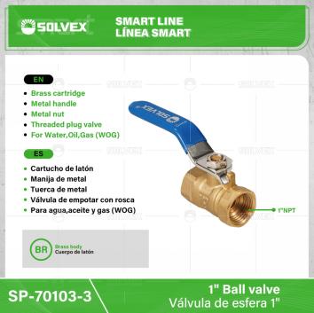 SP-70103-3-(Caja master 1 CTN=48 SKU)-(MOQ 6 SKU)-Válvula de esfera 1"
Cuerpo de latón