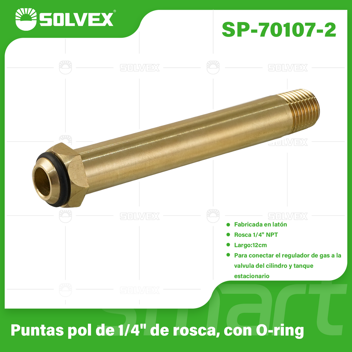 SP-70107-2-(Caja master 1 CTN=250 SKU)-(MOQ 50 SKU)-Puntas pol de 1/4" de rosca, con O-ring
Fabricada en latón