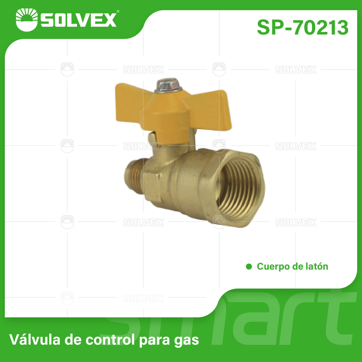SP-70213-(Caja master 1 CTN=200 SKU)-(MOQ 20 SKU)-Válvula de control para gas 5/16" x 1/2"
Cuerpo de latón